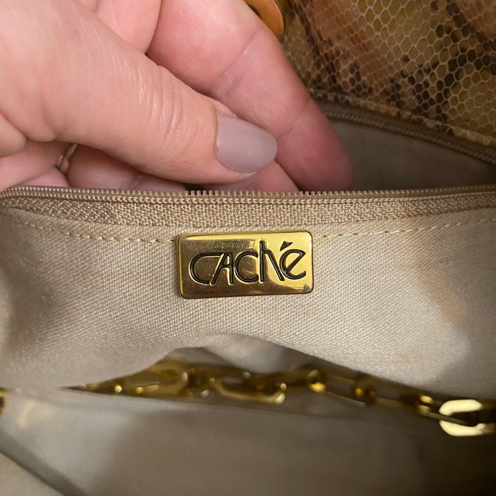 Cache Shoulder Bag Faux Python Leather Snake Print - image 6